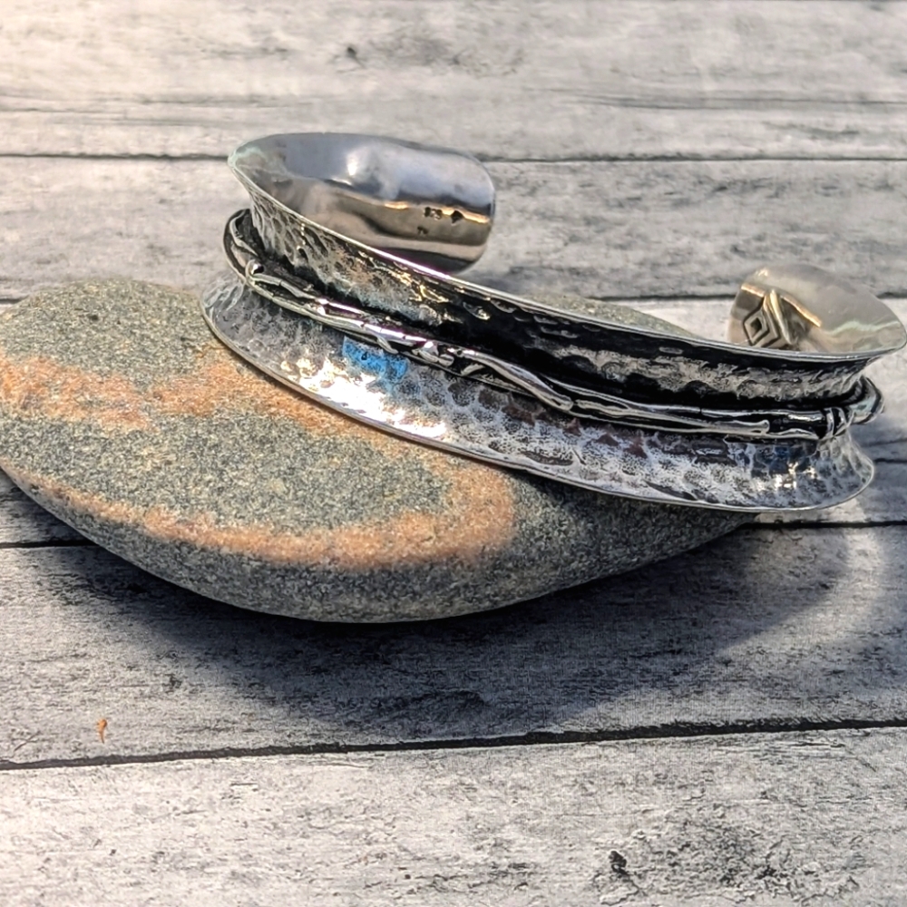 Silpada Retired Hammered Oxidized Sterling .925 Barbed Wire Cuff Bracelet - Picture 10 of 10